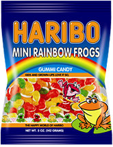 Haribo Mini Rainbow Frogs Gummy Candy 5 oz Each Bag Quantity 12 Bags Per Case Sweet Browse at UsaCandyWholesale.Com